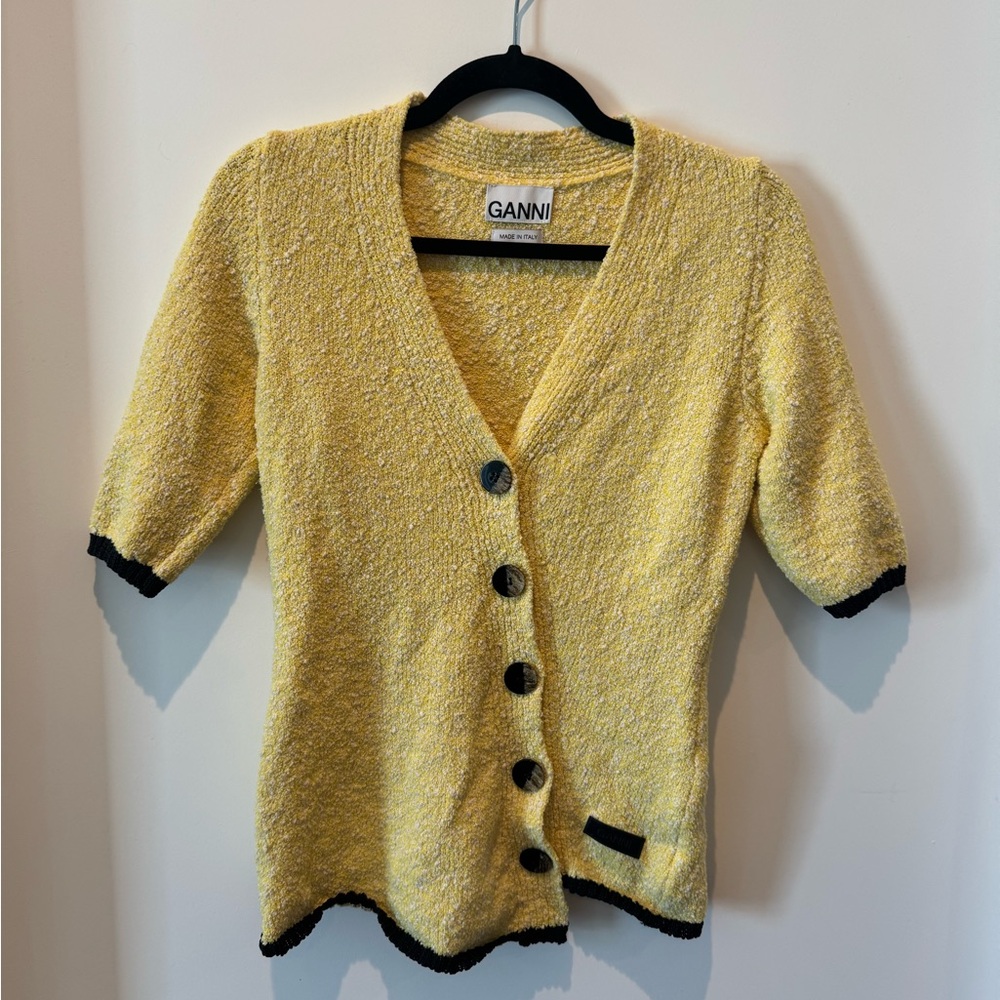 GANNI Yellow Button-Up Women's Sweater